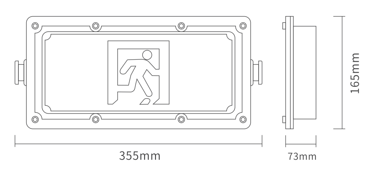 華天防爆型消防應(yīng)急標志燈具尺寸